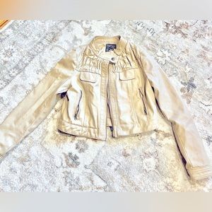 Cream faux leather jacket. Girls.